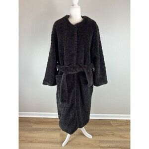 H&M Sherpa Shearling Pea Coat Trench Long Penny Lane Black Faux Fur Duster Teddy